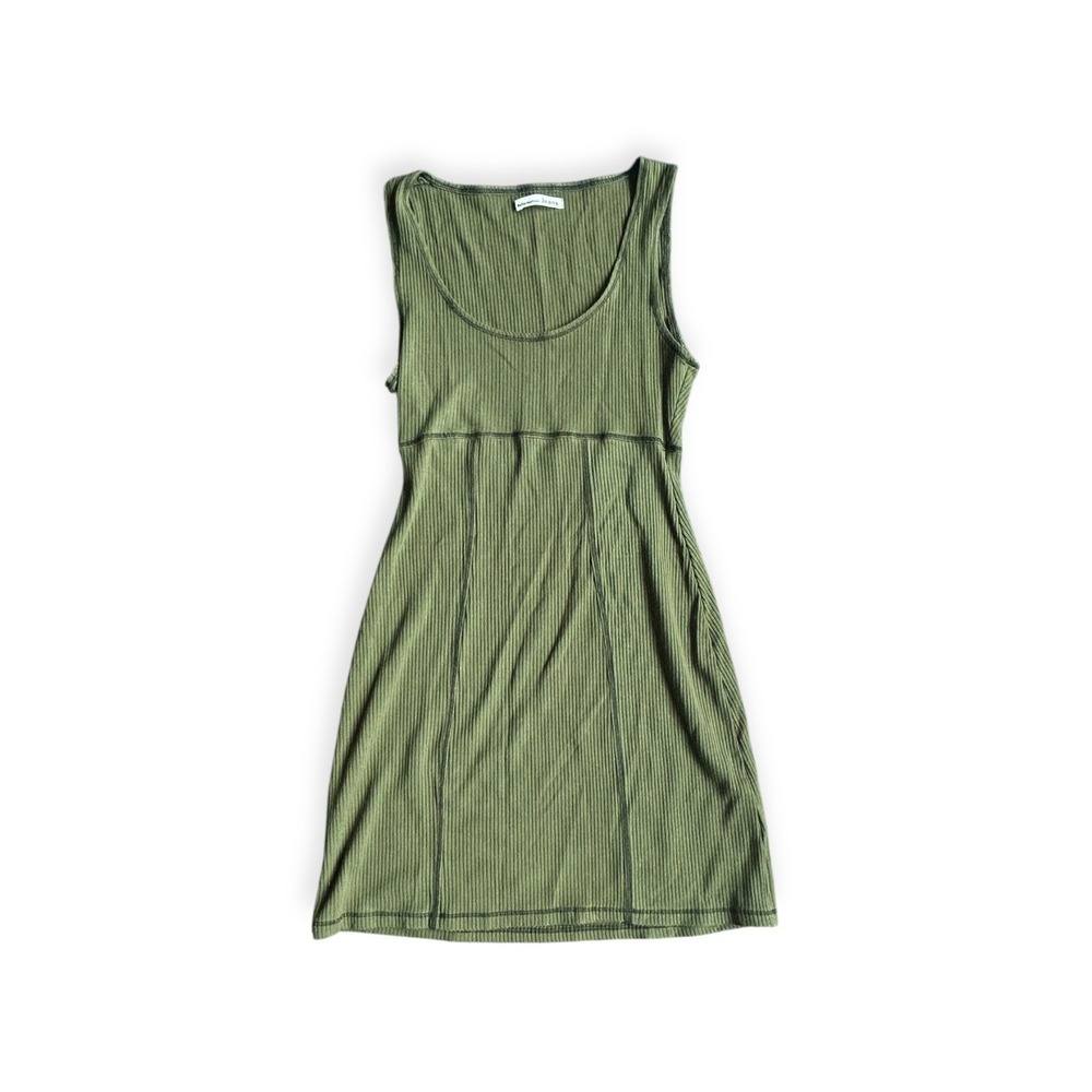 Reformation Jeans Olive Green Ribbed Tank Mini Dress Scoop Neck Womens Size XS